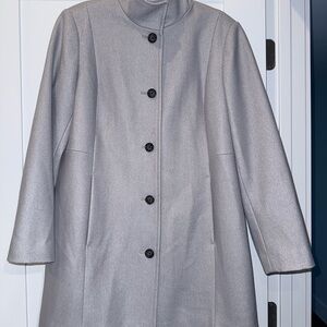 Lands' End Metallic Silver Gray Stand-Collar Coat